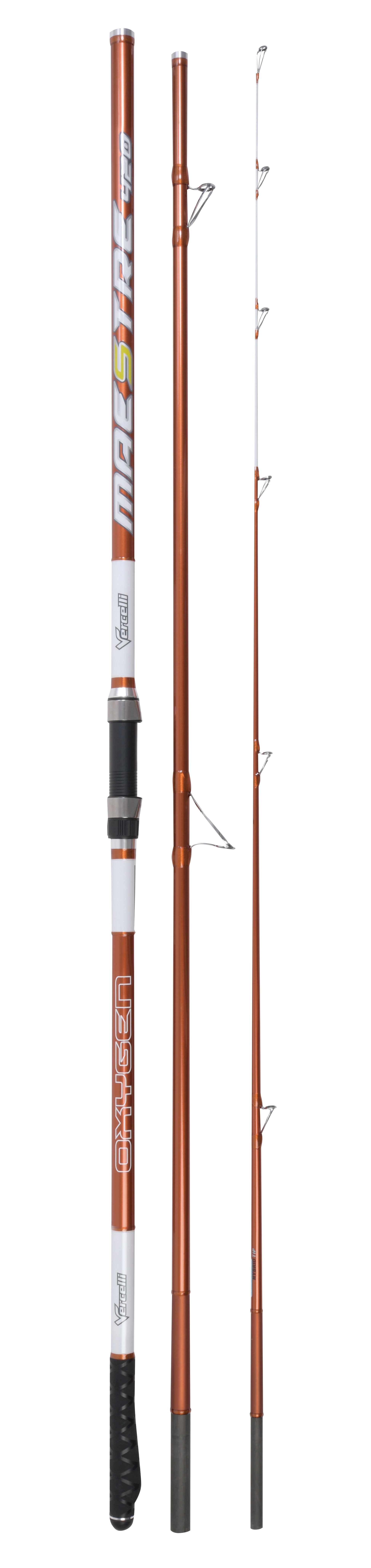 Two fishing rods on a white background